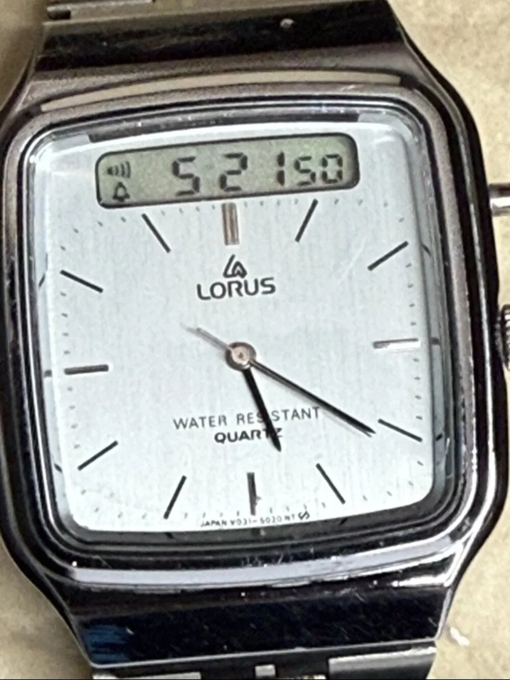 RARE Vintage 1980's Lorus by Seiko V031 Ana-Digi Watch Silver Dial Orig Bracelet